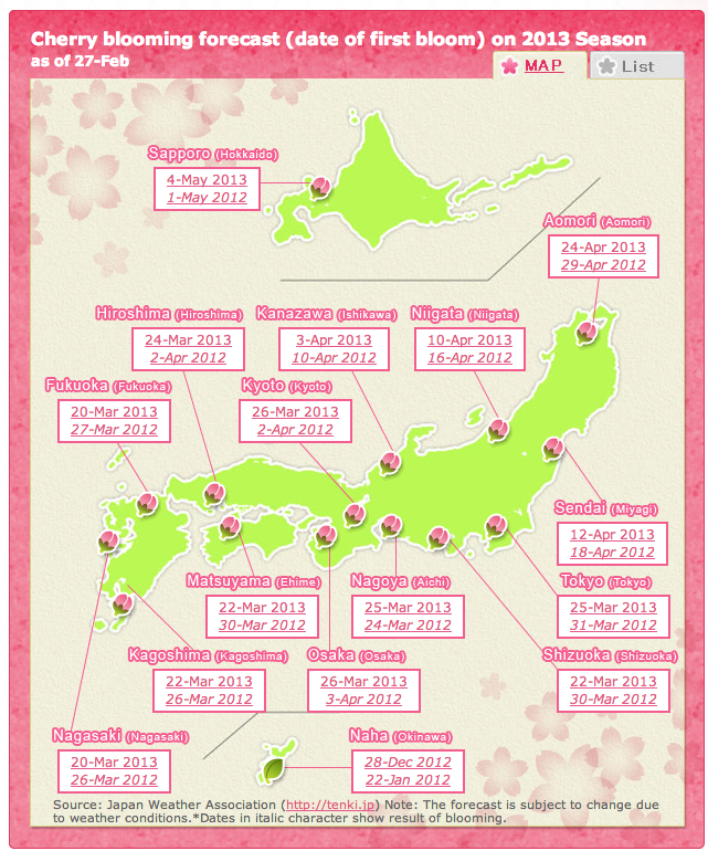 2013 Cherry Blossom Forecast Japan Photo Guide